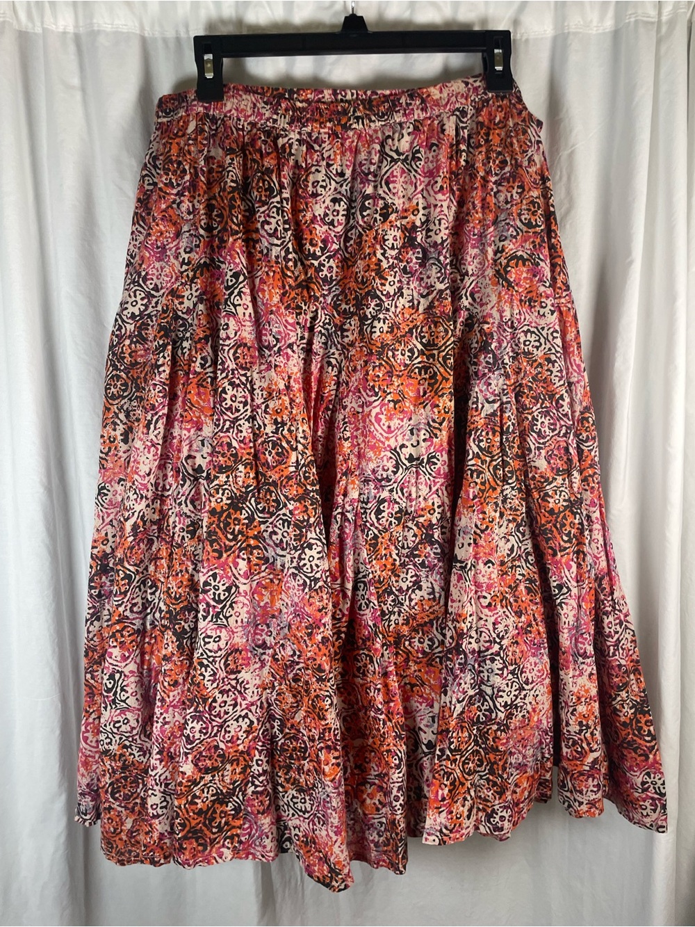 CJ Banks Pink & Orange Patterned A-Line Skirt Size 1X